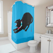 Snarling sissen zwart japans kat douchegordijn (In situ)