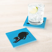 Snarling sissen zwart japans kat glazen onderzetter (Schuin)