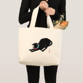 Snarling sissen zwart japans kat grote tote bag (Voorkant (product))