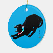 Snarling sissen zwart japans kat keramisch ornament (Links)