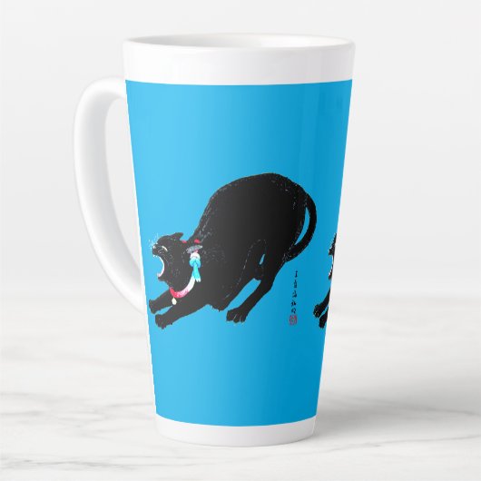 Snarling sissen zwart japans kat latte mok (Linkerhoek)