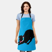 Snarling sissen zwart japans kat schort (Gedragen)