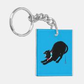 Snarling sissen zwart japans kat sleutelhanger (Voorkant Links)