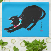 Snarling sissen zwart japans kat theedoek (Gevouwen)