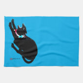 Snarling sissen zwart japans kat theedoek (Horizontaal)