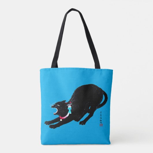 Snarling sissen zwart japans kat tote bag (Achterkant)