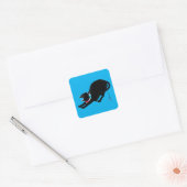 Snarling sissen zwart japans kat vierkante sticker (Envelop)