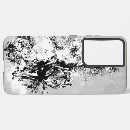 Snarling Stalking Wolf Animal Black White Samsung Galaxy Hoesje (Linkerkant)
