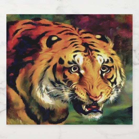 Snarling Tiger Artistic Portret Bier Etiket (Enkel label)