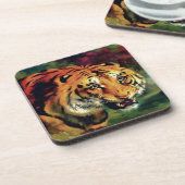 Snarling Tiger Artistic Portret Bier Onderzetter (Linkerzijde)