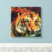 Snarling Tiger Artistic Portret Canvas Afdruk (Insitu (Houten vloer))