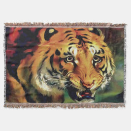 Snarling Tiger Artistic Portret Deken