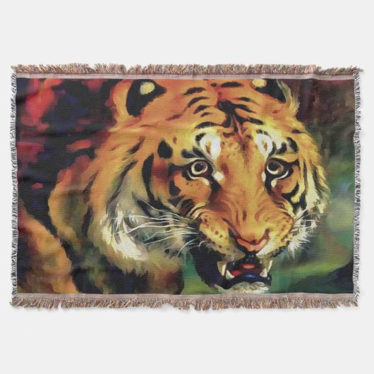 Snarling Tiger Artistic Portret Deken (Voorkant)