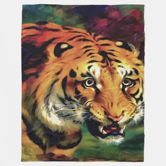 Snarling Tiger Artistic Portret Fleece Deken (Voorkant)