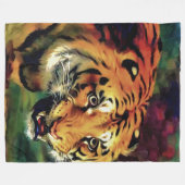 Snarling Tiger Artistic Portret Fleece Deken (Voorkant (Horizontaal))