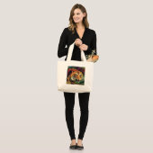 Snarling Tiger Artistic Portret Grote Tote Bag (Voorkant (model))