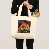 Snarling Tiger Artistic Portret Grote Tote Bag (Voorkant (product))