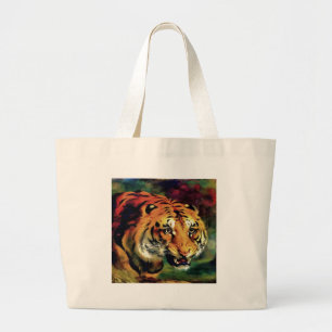 Snarling Tiger Artistic Portret Grote Tote Bag