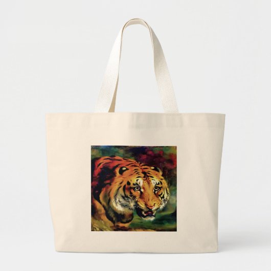 Snarling Tiger Artistic Portret Grote Tote Bag (Voorkant)