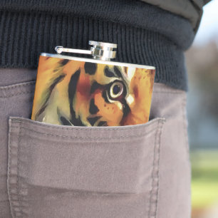 Snarling Tiger Artistic Portret Heupfles