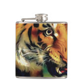 Snarling Tiger Artistic Portret Heupfles (Voorkant)