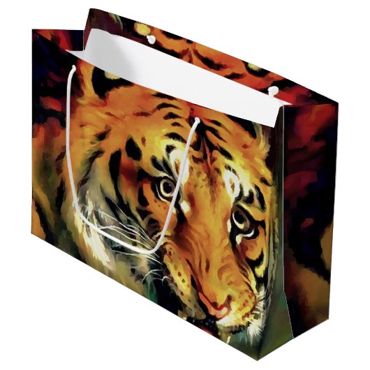 Snarling Tiger Artistic Portret Large Cadeautasje (Voorkant Gekanteld)