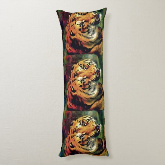 Snarling Tiger Artistic Portret Lichaamskussen (Achterkant (Verticaal))