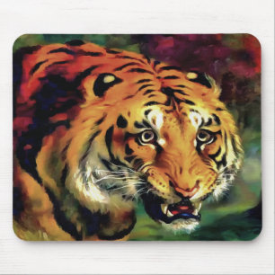 Snarling Tiger Artistic Portret Muismat