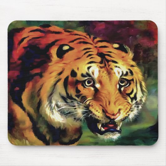 Snarling Tiger Artistic Portret Muismat (Voorkant)