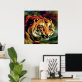 Snarling Tiger Artistic Portret Poster (Thuiskantoor)