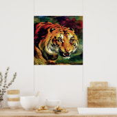 Snarling Tiger Artistic Portret Poster (Keuken)