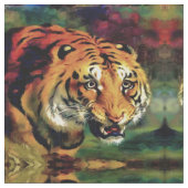 Snarling Tiger Artistic Portret Stof (Close Up)