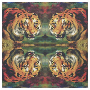 Snarling Tiger Artistic Portret Stof