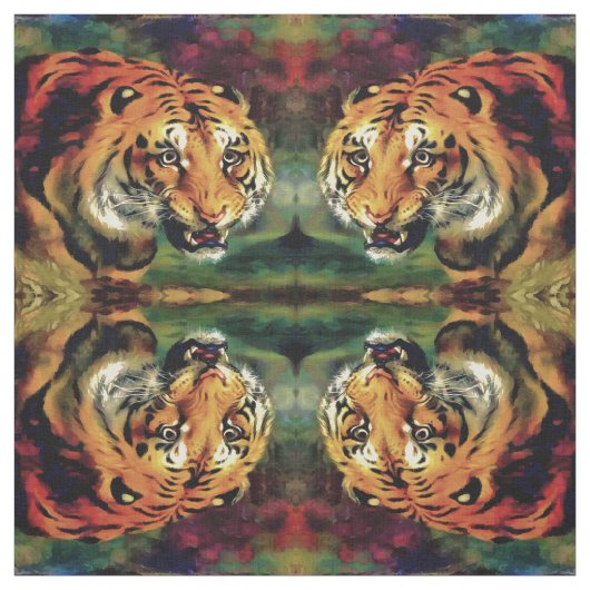 Snarling Tiger Artistic Portret Stof (Swatch)