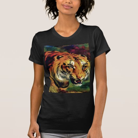 Snarling Tiger Artistic Portret T-shirt (Voorkant)