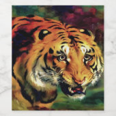 Snarling Tiger Artistic Portret Wijn Etiket (Enkel label)