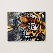 Snarling Tiger Gepersonaliseerde Naam Gift Legpuzzel (Horizontaal)