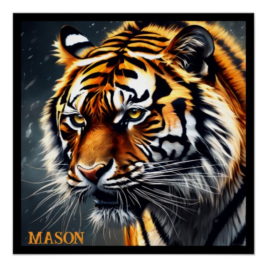 Snarling Tiger Gepersonaliseerde naam Perfect Poster (Voorkant)