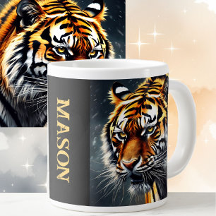 Snarling Tiger Personaliseer Naam Gift Koffie Grote Koffiekop