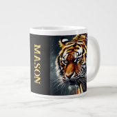 Snarling Tiger Personaliseer Naam Gift Koffie Grote Koffiekop (Voorkant rechts)