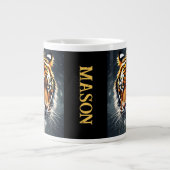 Snarling Tiger Personaliseer Naam Gift Koffie Grote Koffiekop (Voorkant)
