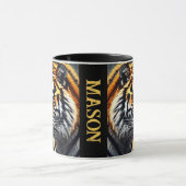 Snarling Tiger Personaliseer Naam Gift Koffie Mok (Midden)