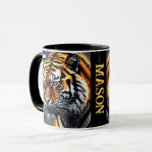 Snarling Tiger Personaliseer Naam Gift Koffie Mok (Voorkant links)