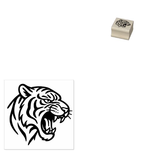 Snarling Tiger Profile 1x1 Rubberstempel (Gestempeld)
