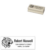 Snarling Tiger Profile Return Address Rubberstempel (Gestempeld)