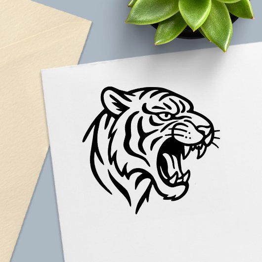 Snarling Tiger Profile Zelfinktende Stempel