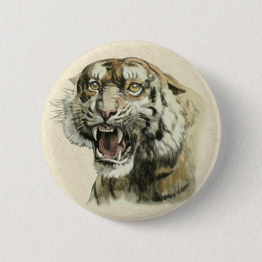 Snarling Tiger Ronde Button 5,7 Cm (Voorkant)