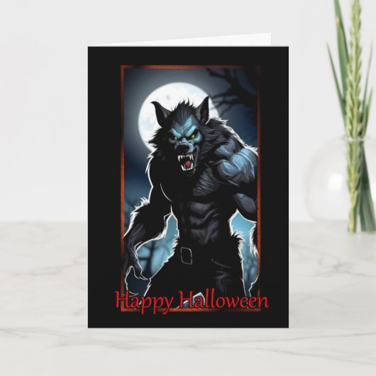 Snarling Werewolf Halloween Kaart (Voorkant)