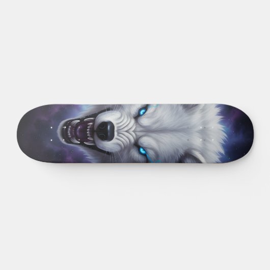  Snarling white wolf head Skateboard  (Horizontaal)
