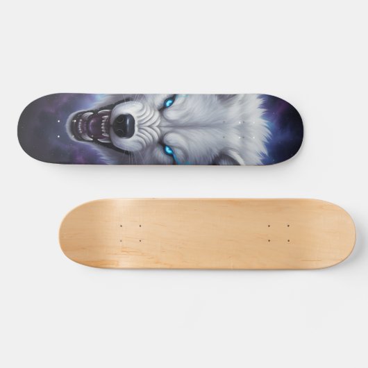  Snarling white wolf head Skateboard  (Horizontaal)